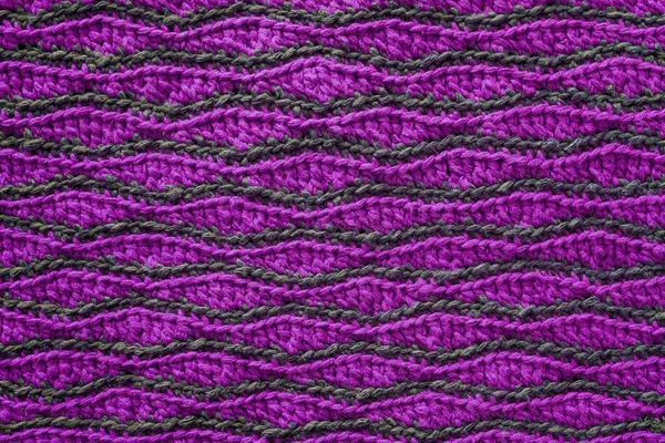 Violet Grey Crocheted Wave Pattern Knitted Texture — Stock Photo, Image
