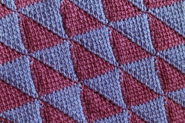 Голубой Розовый Вязаный Треугольник Форме Узора Трикотажный Фон — стоковое фото