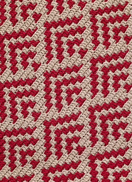 シームレスなかぎ針編みパターンを抽象化 赤ベージュのコチェットモザイクパターン — ストック写真