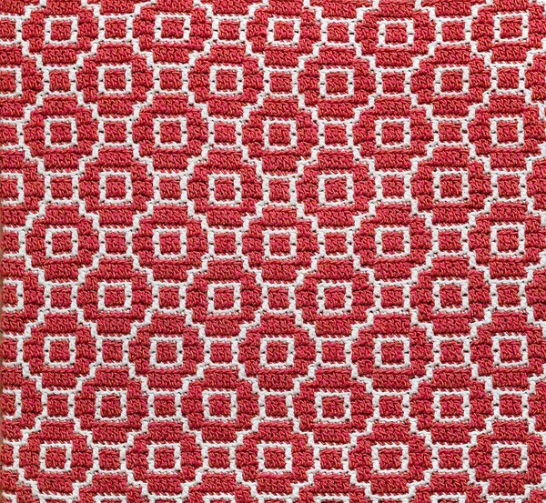 Fondo Punto Abstracto Patrón Mosaico Ganchillo Textura Ganchillo Blanco Rojo —  Fotos de Stock