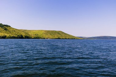 Ukrayna 'nın Bakota Körfezi' ndeki durgun suların üzerinden yemyeşil bir tepe yükselir ve sakin ve pitoresk bir doğal ortam yaratır..