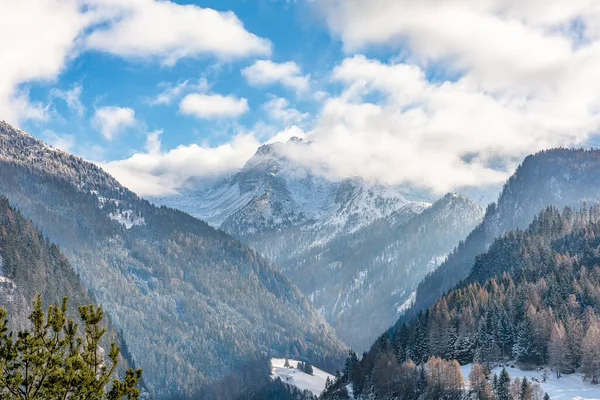 Scenic View Italian Alps Mountains Winter Dramatic Morning Sky — Stock Photo, Image