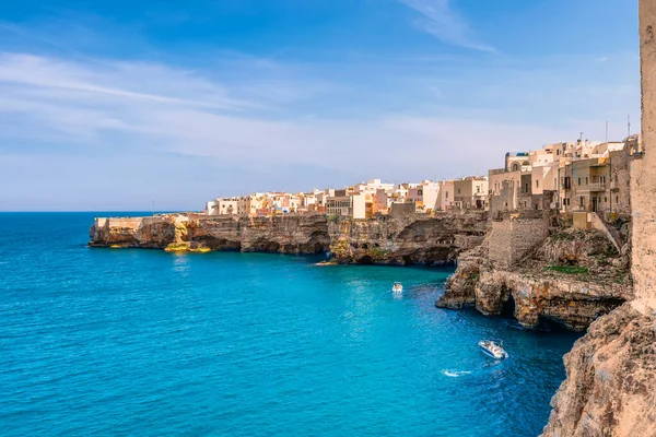 stock image Scenic view of Polignano a Mare in Apulia in Italy against dramatic sky