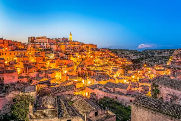 Scenic View City Matera Apulia Italy Night — Stock Photo, Image