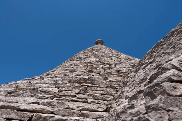 Közelkép Trulli Kúpos Tetők Alberobello Apulia Olaszországban — Stock Fotó