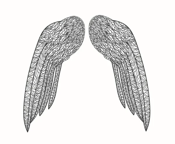 Крылья Ангелов Рисунок Контура Белом Фоне Векторная Иллюстрация 300 — стоковый вектор