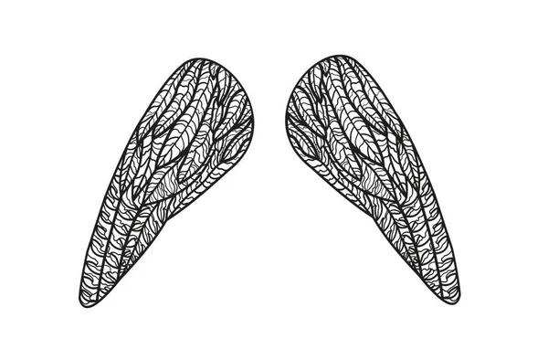 Φτερά Αγγέλου Σχέδιο Περίγραμμα Λευκό Φόντο Εικονογράφηση Διανύσματος 300 Dpi — Διανυσματικό Αρχείο
