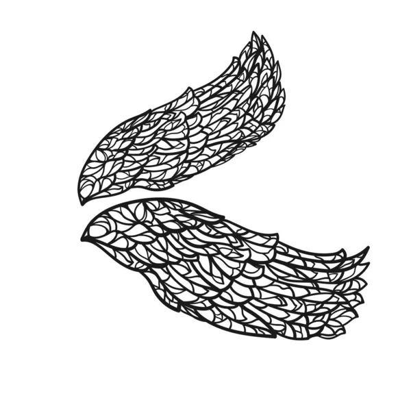 Ангельські Крила Контурна Ілюстрація Білому Тлі Векторні — стоковий вектор