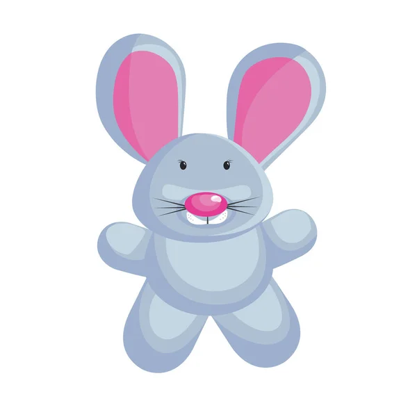 Gray Rabbit Color Illustration Animal White Background Vector — Stock Vector