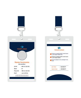 Basit ve Temiz Kimlik Tasarım Şablonu. Profesyonel kurumsal kimlik kartı şablonu, gerçekçi model Serbest Vektörlü kimlik kartı tasarımı.