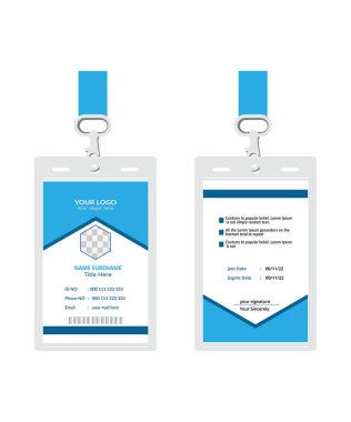 Basit ve Temiz Kimlik Tasarım Şablonu. Profesyonel kurumsal kimlik kartı şablonu, gerçekçi model Serbest Vektörlü kimlik kartı tasarımı.