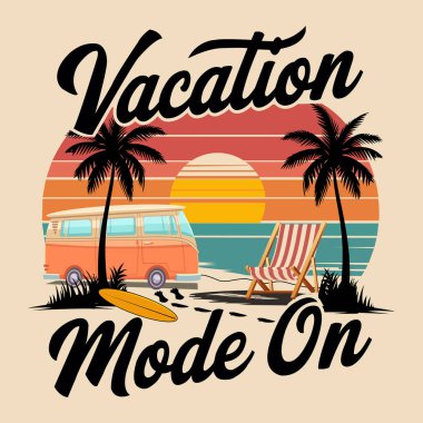 Yaz tişörtü tasarımında tatil modu. 