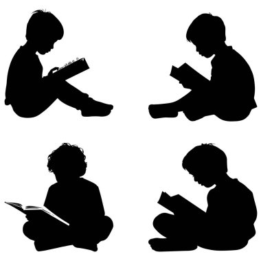 Kitap okuyan bir çocuğun silüeti.