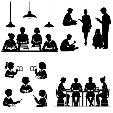 Grup çalışmasının silueti