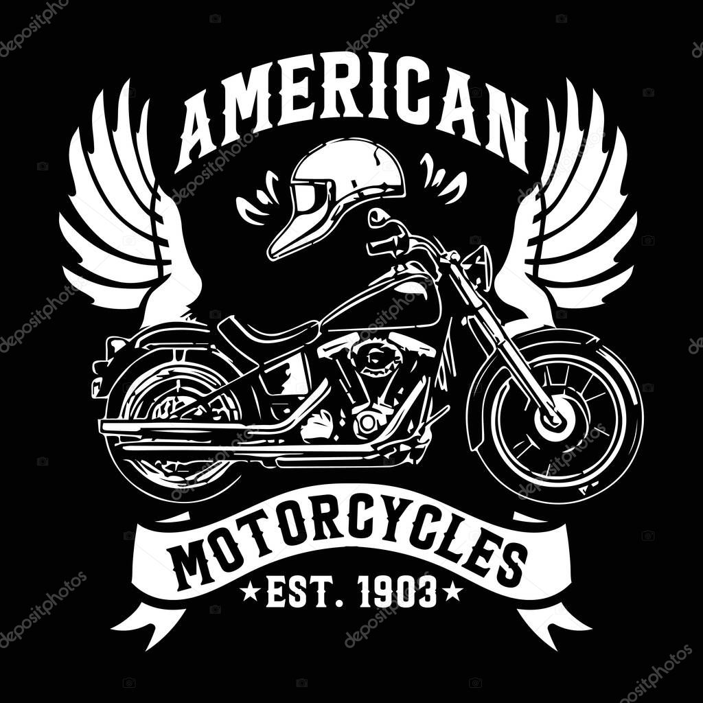 American Motorcycles Emblem- Motorbike t shirt.