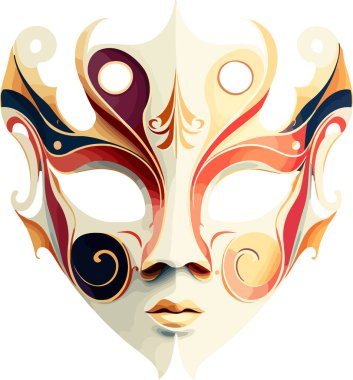 Vector illustration of an ornate colorful venetian mask in carnival visual style