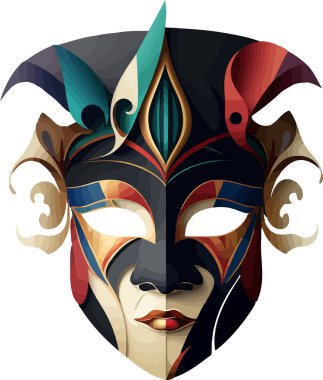 Vector illustration of an ornate colorful venetian mask in carnival visual style
