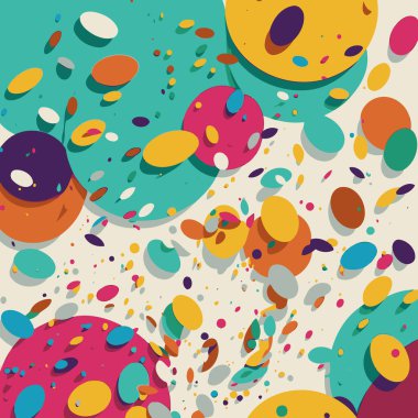 Flat and minimalist background representing confetti thrown into the air in festivity such as carnival