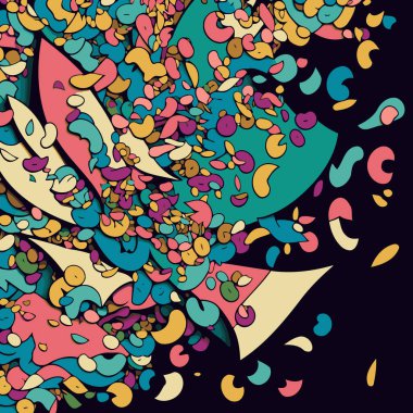Flat and minimalist background representing confetti thrown into the air in festivity such as carnival