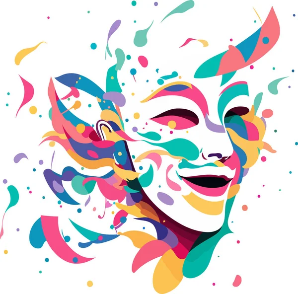 Vector Illustration Ornate Colorful Venetian Mask Carnival Visual Style — Archivo Imágenes Vectoriales