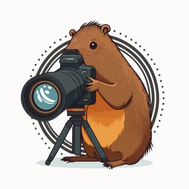 Minimalist illustration of a capybara photograph as a funny way to illustrate nature photographer or nature photography