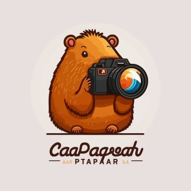 Minimalist illustration of a capybara photograph as a funny way to illustrate nature photographer or nature photography