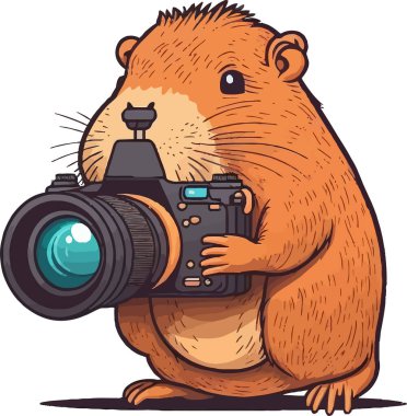 Minimalist illustration of a capybara photograph as a funny way to illustrate nature photographer or nature photography