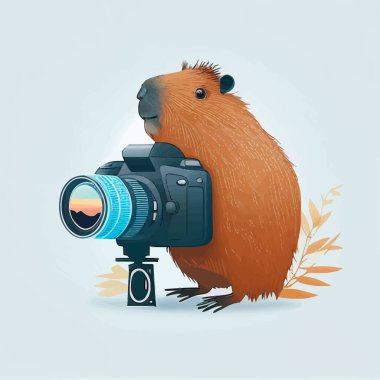 Minimalist illustration of a capybara photograph as a funny way to illustrate nature photographer or nature photography