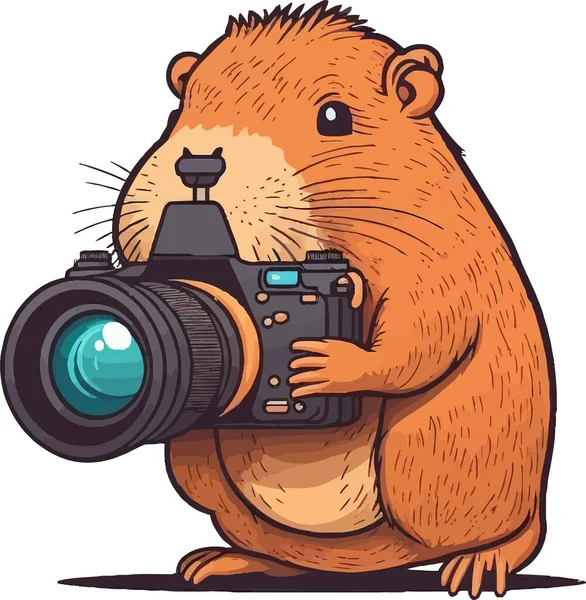 Minimalist Illustration Capybara Photograph Funny Way Illustrate Nature Photographer Nature — Image vectorielle