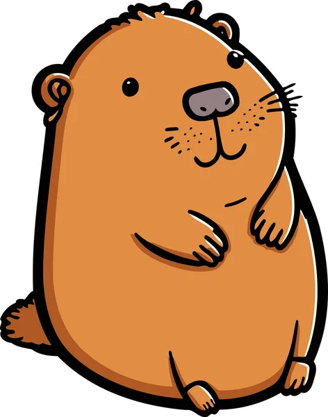 Minimalist Illustration Cute Little Baby Capybara Being Sweet —  Vetores de Stock