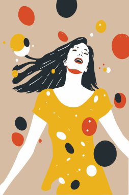 Illustration of adult woman illustrating international women's day with fictional character not based on real model