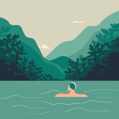 illustration of an adult person in the water of a river made to illustrate world water day