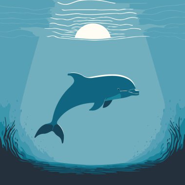 illustration of marine animal dolphin diving under the sea made to illustrate world water day