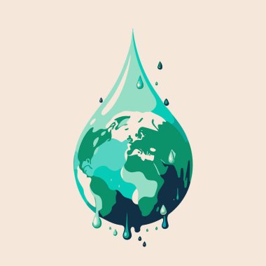illustration of planet in the shape of a drop of water made to illustrate world water day
