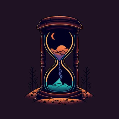 Sand clock hourglass time measurement object illustration