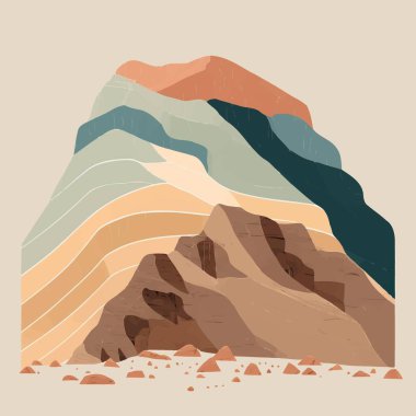 Colorful conceptual illustration to illustrate geology theme rocky soil layers