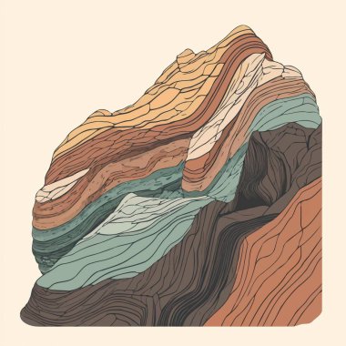 Colorful conceptual illustration to illustrate geology theme rocky soil layers