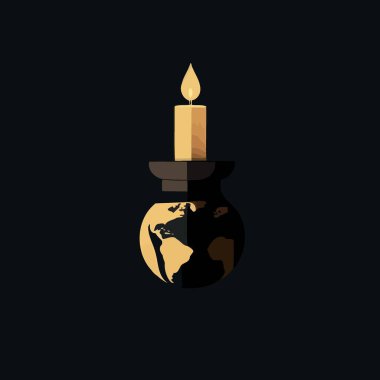 Conceptual illustration of a globe and a lit candle to represent the campaign against climate change called earth hour which asks the world to turn off the lights as a symbolic act