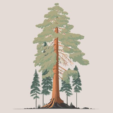 Illustration of an adult giant sequoia tree in a redwood forest clipart