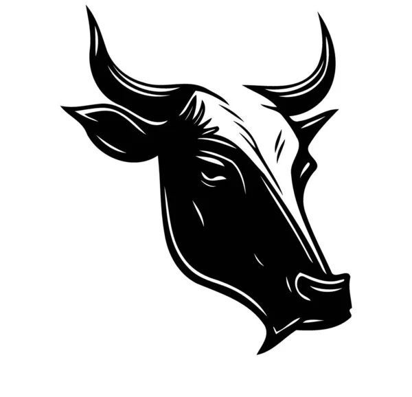 Minimalist Lineart Style Symbol Cow Animal Head Logo Illustrating Livestock — Vetor de Stock