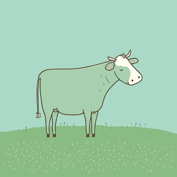 Farm Animal Vector Drawing Adult Big Cow — Vetor de Stock