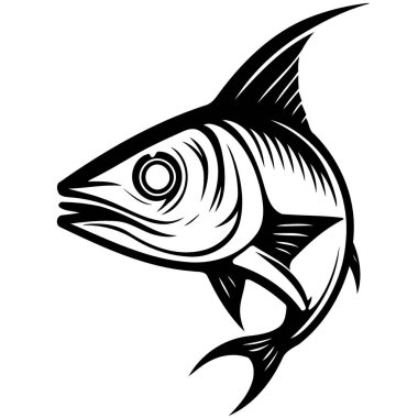 Black and white vector illustration of fish aquatic animal