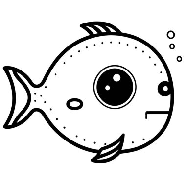 Fish aquatic animal vector illustration with cute eye