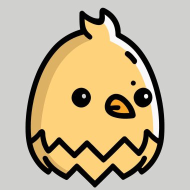 Vector illustration of a cute chicken bird animal head hen seen from the side