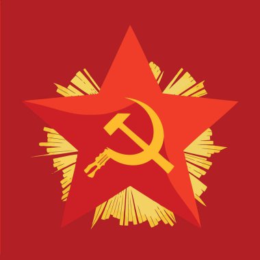 Art vector illustration in communist style in red and yellow colors