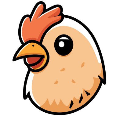 Vector illustration of a cute chicken bird animal head hen seen from the side