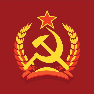 Art vector illustration in communist style in red and yellow colors