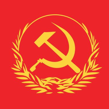 Art vector illustration in communist style in red and yellow colors