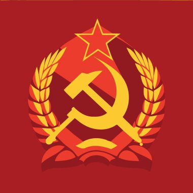 Art vector illustration in communist style in red and yellow colors