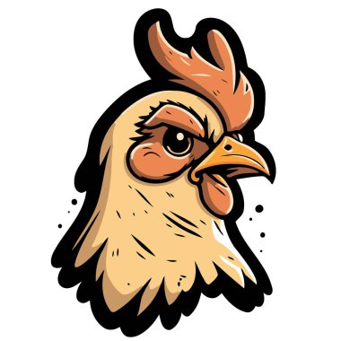 Vector illustration of chicken bird animal head hen seen from the side